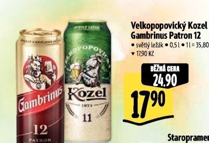 Velkopopovický Kozel 11 / Gambrinus Patron 12