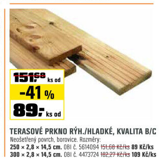 Prkno terasovéborovice kval.B,C