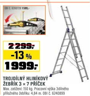 ŽEBŘÍK AL 3x7 PŘÍČEKH3 5307max.150 kg
