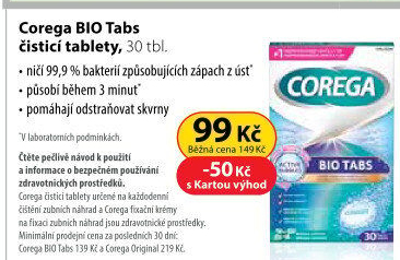 Antibakteriální tablety na zubní protézy Bio Corega