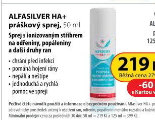 Práškový sprej na rány HA+ AlfaSilver