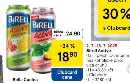 Nealkoholické pivo ochucené Active Birell