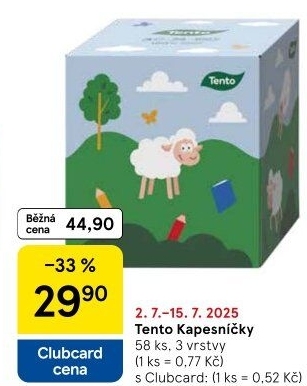 Papírové kapesníčky 3vrstvé Tento - box