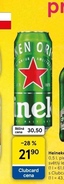 Pivo světlý ležák Heineken
