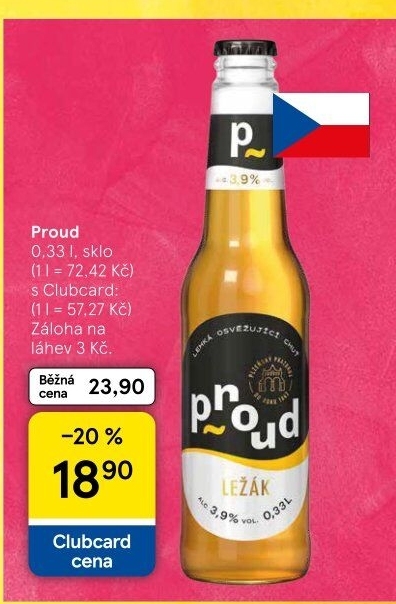 Pivo světlý ležák Proud