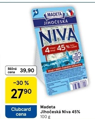 Sýr Niva Jihočeská 45% Madeta