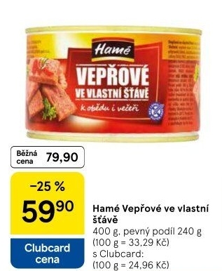Vepřové maso ve vlastní šťávě Hamé