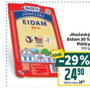 Sýr Eidam Jihočeský 30% Madeta