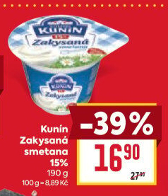 Zakysaná smetana Mlékárna Kunín 15%