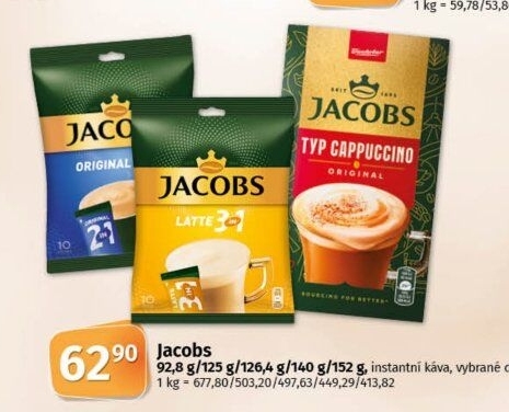 Instantní kávy porcované Jacobs