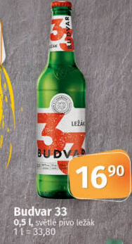 Pivo světlý ležák 33 Budweiser Budvar