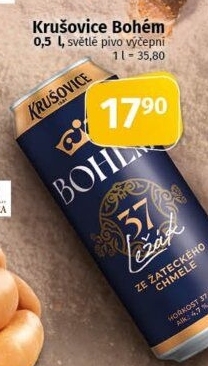 Pivo světlý ležák Bohém Krušovice