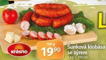 Šunková klobása se sýrem Krásno