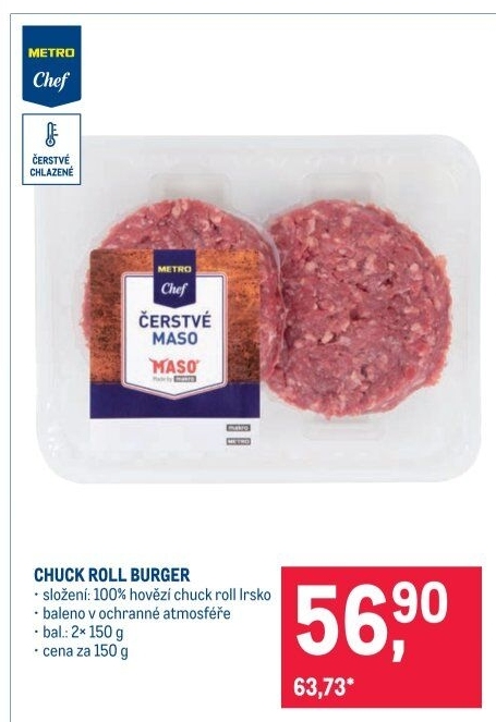 Hovězí burger Chuck roll Metro Chef