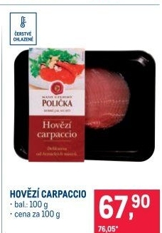 Hovězí Carpaccio Maso uzeniny Polička