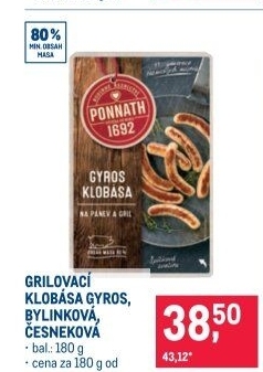 Klobása na gril Ponnath