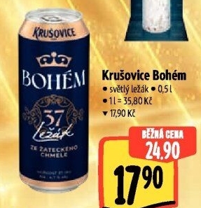 Pivo světlý ležák Bohém Krušovice