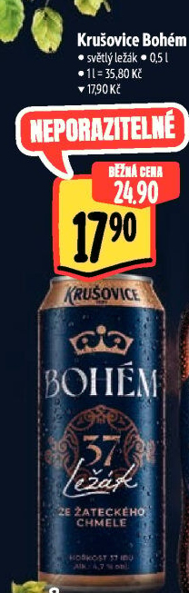 Pivo světlý ležák Bohém Krušovice