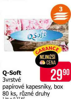 Papírové kapesníčky 3vrstvé Q-Soft - box