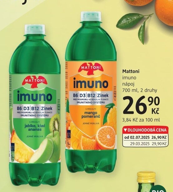 Ochucená voda Mattoni Imuno