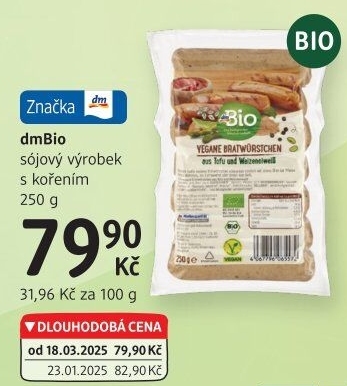 Sójové klobásy na opékání kořeněné bratwürstchen dm Bio