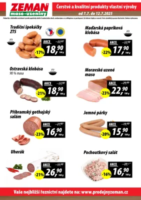 akční leták ZEMAN maso - uzeniny 7.7.2025-12.7.2025