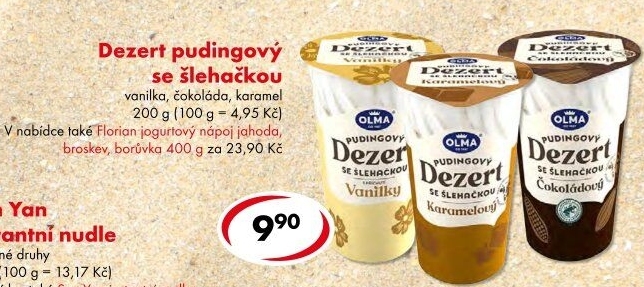 Dezert pudink se šlehačkou Olma