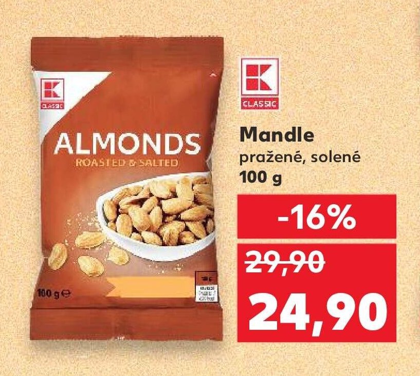 ALMONDS pražené, solené