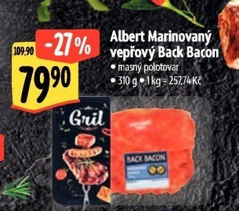 Marinovaný vepřový Back Bacon Albert Gril