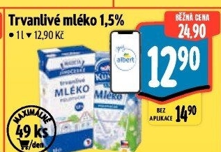 Mléko trvanlivé Jihočeské Madeta - 1,5% polotučné