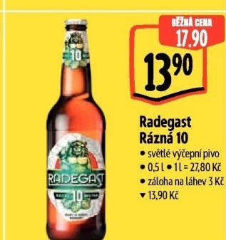 Pivo světlé výčepní Rázná 10° Radegast