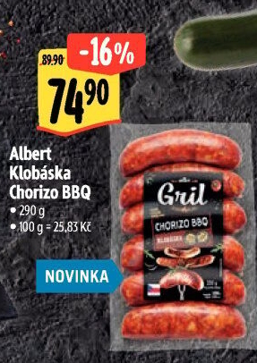 Klobása Chorizo BBQ Albert Gril
