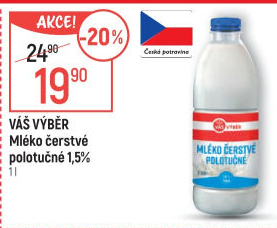 Mléko čerstvé Váš Výběr- 1,5% polotučné