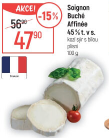Sýr kozí s bílou plísní Buche affinée 45% Soignon