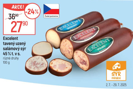 Sýr tavený salámový uzený 45% Excelent