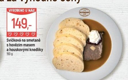 Svíčková na smetaně s hovězím masem a houskovými knedlíky