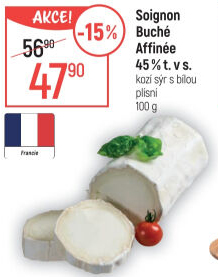 Sýr kozí s bílou plísní Buche affinée 45% Soignon