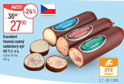 Sýr tavený salámový uzený 45% Excelent