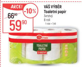 Toaletní papír 3vrstvý Váš Výběr