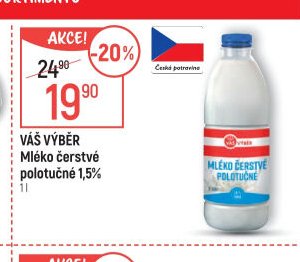 Váš Výběr Mléko čerstvé polotučné 1,5 %