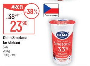 Smetana ke šlehání Olma 33%