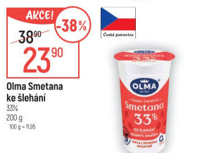 Smetana ke šlehání Olma 33%