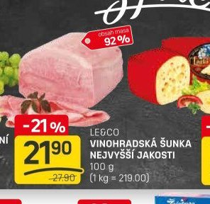 Le&Co Vinohradská šunka nejvyšší jakosti