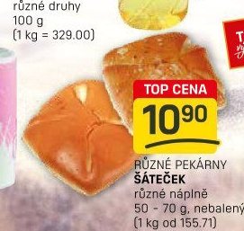 Různé pekárny šáteček
