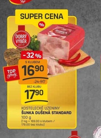 KOSTELECKÉ UZENINY ŠUNKA DUŠENÁ STANDARD