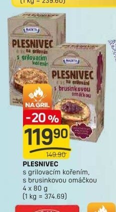 PLESNIVEC s grilovacím kořením, s brusinkovou omáčkou 4 x 80 g