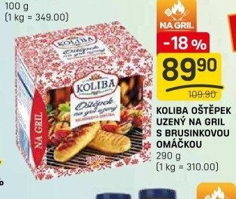 KOLIBA OŠTĚPEK UZENÝ NA GRIL S BRUSINKOVOU OMÁČKOU 290 g