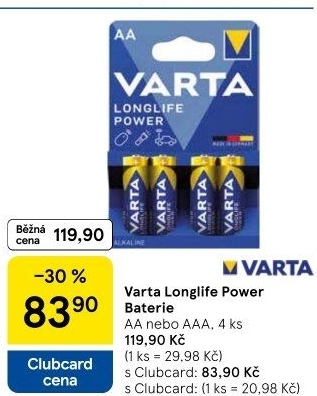 Baterie alkalické Longlife Power Varta