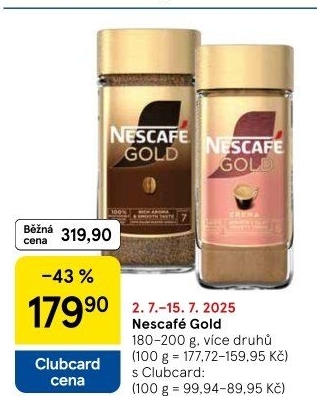 Instantní kávy Nescafé Gold
