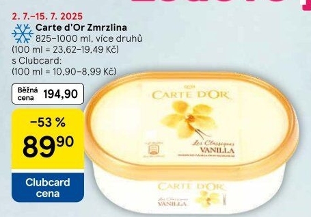 Zmrzlina ve vaničce Carte D'